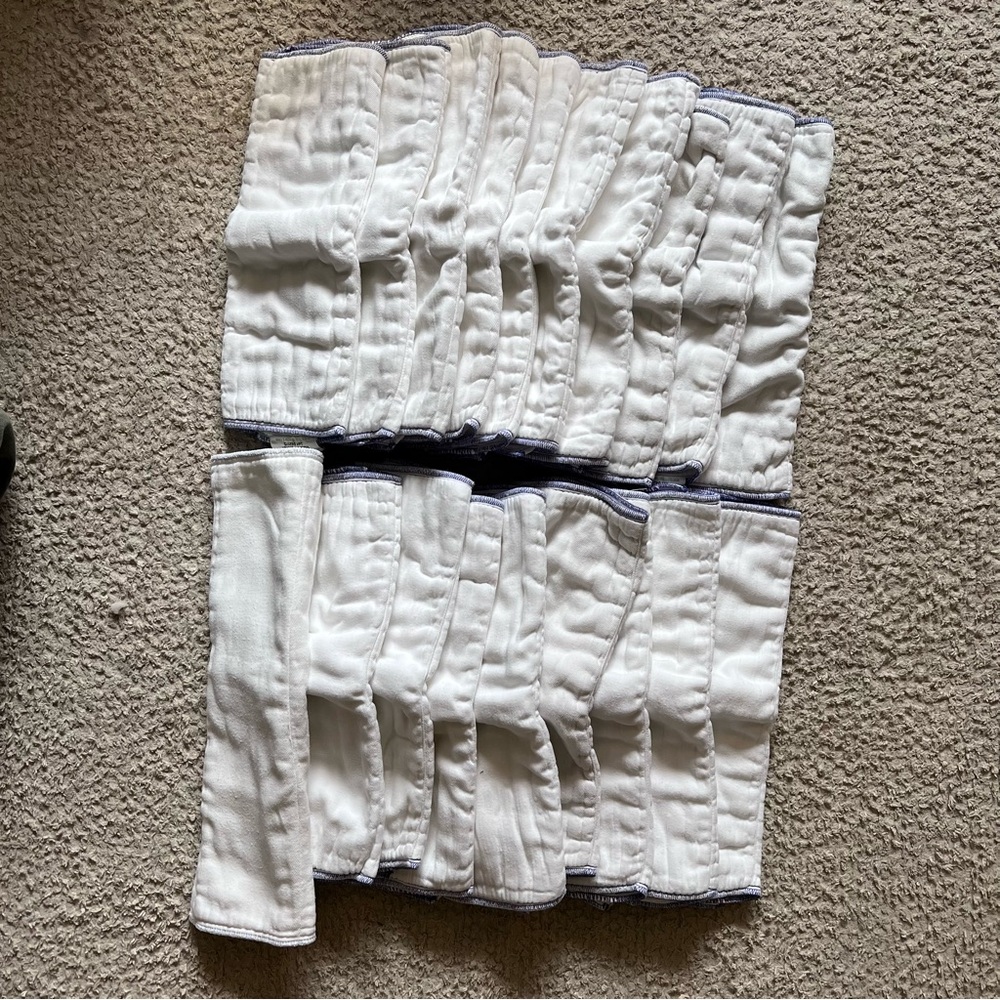 Lot of 18 Nicki’s Diapers Large Cotton Bamboo Prefold Cloth Diaper Inserts
